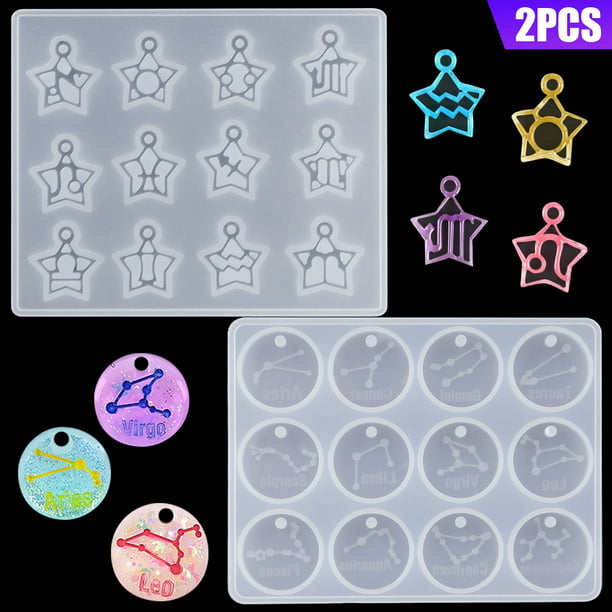 Pendant Resin Mold 12 Constellation Molds Keychain Mould Hanging Tags DIY Crafts